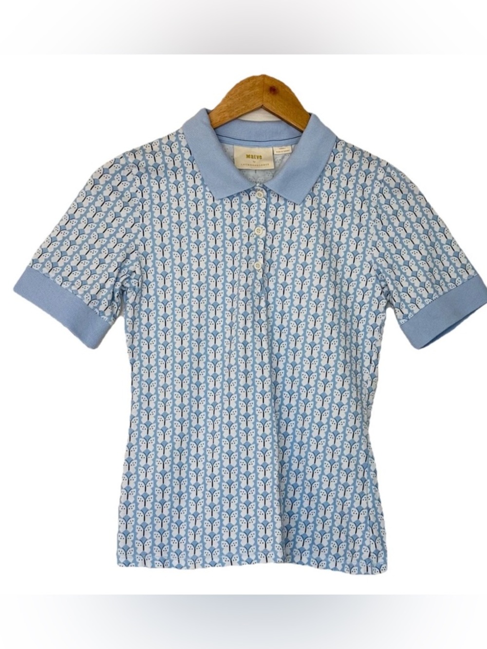 Maeve By Anthropologie, Springtime Butterfly Print Polo Shirt, Sz: XS